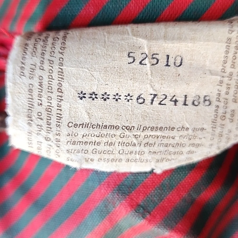 Gucci Red and Green Striped Vintage Women's Bucket Bag - Picture 16 of 16